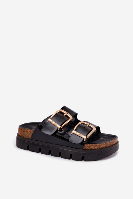 Zapatillas de plataforma para mujer en color dorado con hebillas Lee Cooper LCIN-26-35-4459L