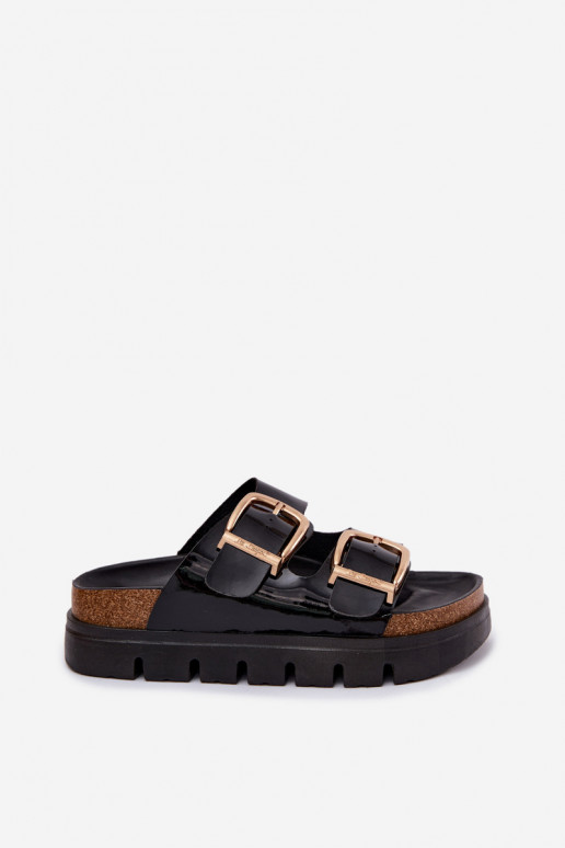 Zapatillas de plataforma para mujer en color dorado con hebillas Lee Cooper LCIN-26-35-4459L
