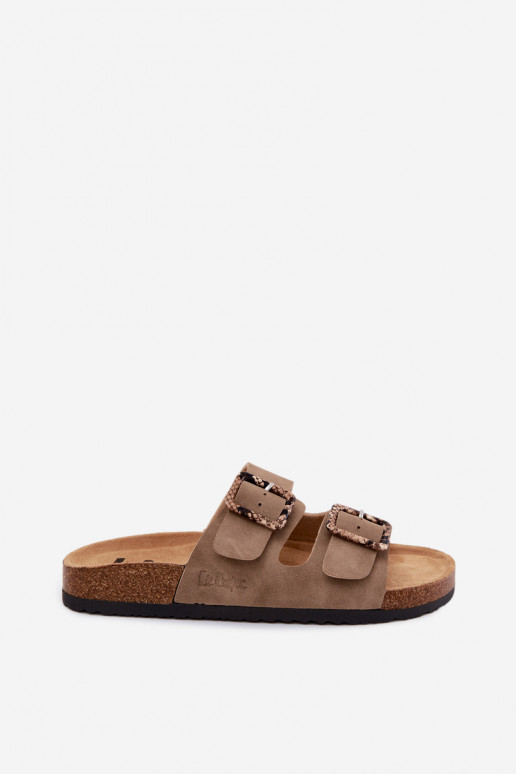 zapatillas de mujer con hebillas Lee Cooper LCEN-26-35-4451L de color caqui