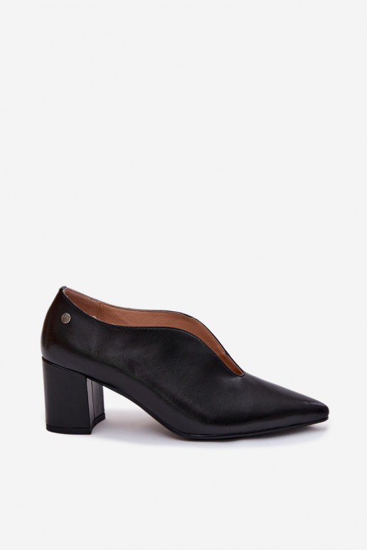 Zapatos de mujer de cuero negros con tacón Tai turiciejka K7469-01