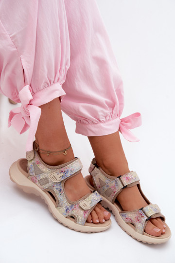Sandalias de cuero multicolores con estampado de mujer de estilo deportivo Morenia