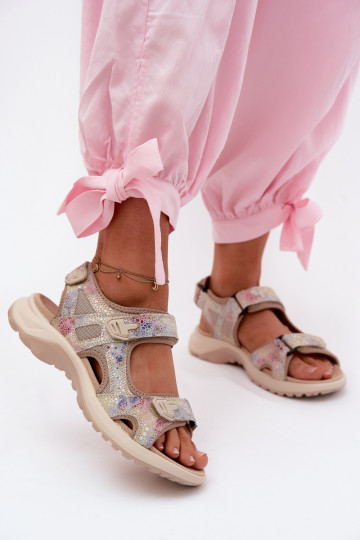 Sandalias de cuero multicolores con estampado de mujer de estilo deportivo Morenia 2