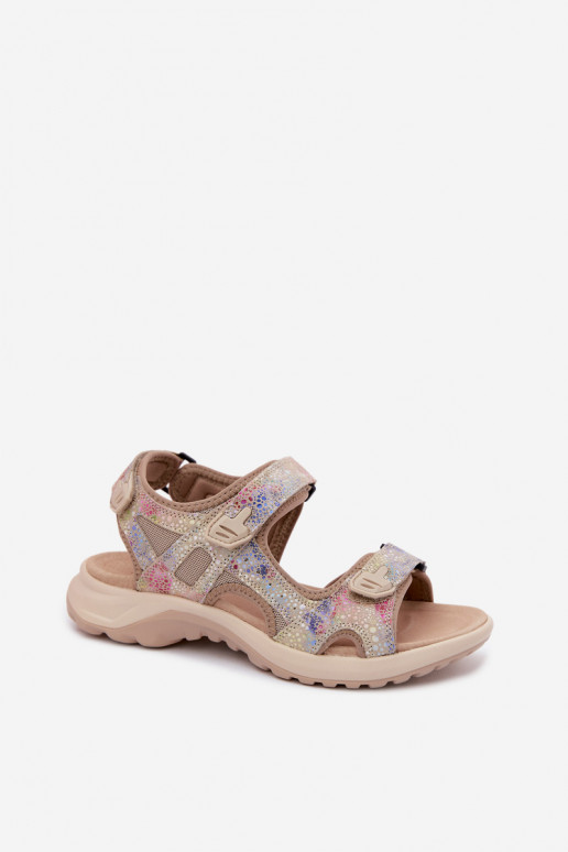 Sandalias de cuero multicolores con estampado de mujer de estilo deportivo Morenia