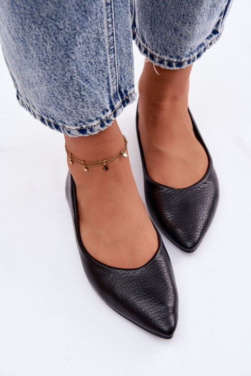 Bailarinas de piel sintética de color negro Nelisa