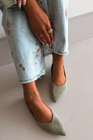 Bailarinas planas de ante color verde Lelisa 2