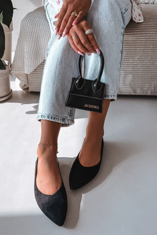 Bailarinas planas de ante color negro Lelisa