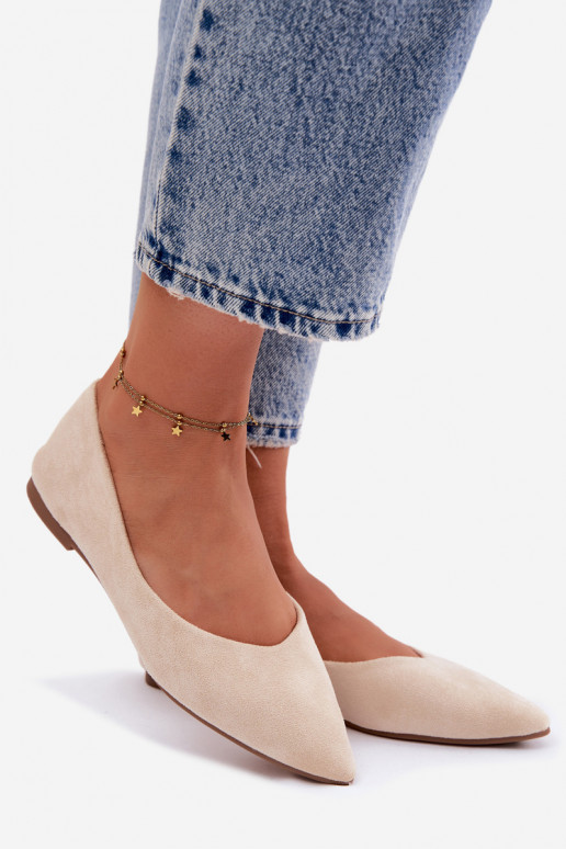 Bailarinas planas de ante color arena Lelisa