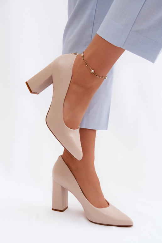 Zapatos de tacón de piel sintética Sergio Leone PB216 color marfil