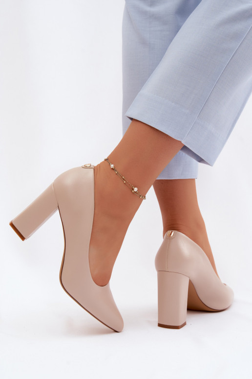 Zapatos de tacón de piel sintética Sergio Leone PB216 color marfil