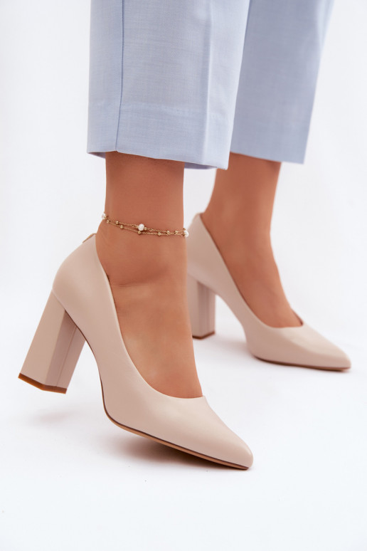 Zapatos de tacón de piel sintética Sergio Leone PB216 color marfil