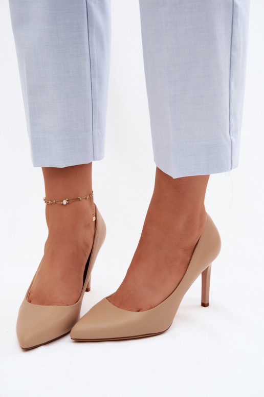 Zapatos de tacón de piel sintética Sergio Leone 1339 color arena