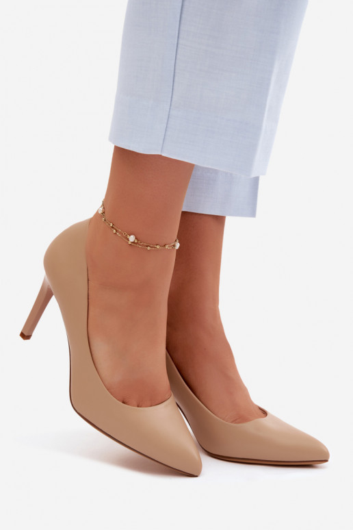 Zapatos de tacón de piel sintética Sergio Leone 1339 color arena