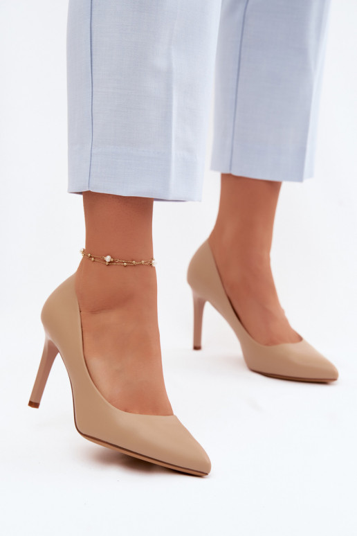 Zapatos de tacón de piel sintética Sergio Leone 1339 color arena