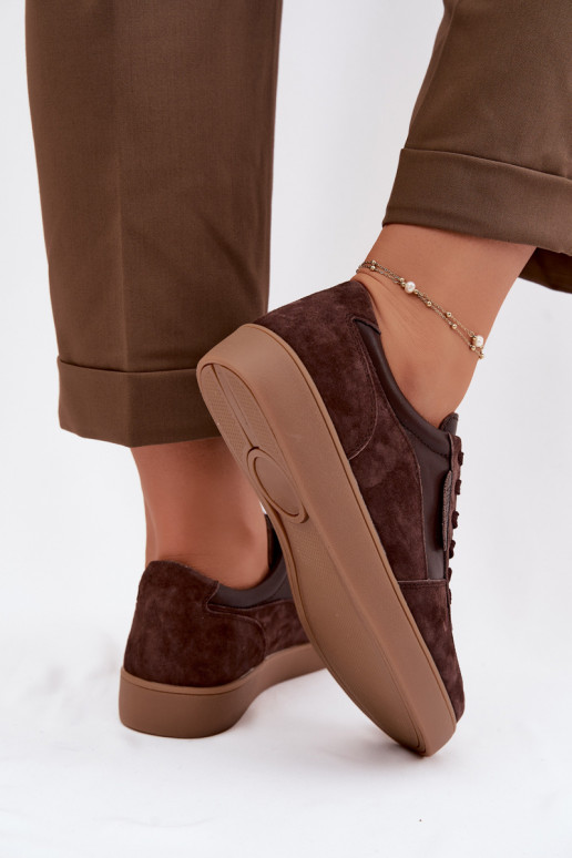 Zapatos de ante para mujer Vinceza 7933 color chocolate