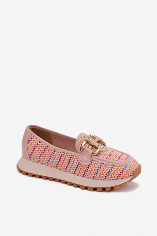 Zapatillas rosas slip-on con detalles dorados GOE TT2N4081