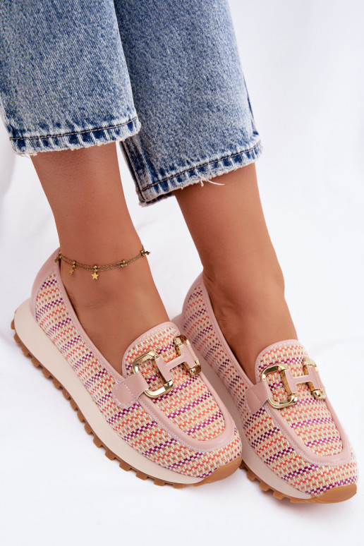 Zapatillas rosas slip-on con detalles dorados GOE TT2N4081