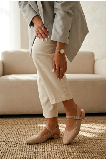  sandalias bailarinas Femenino con correas color marfil Selrene 2