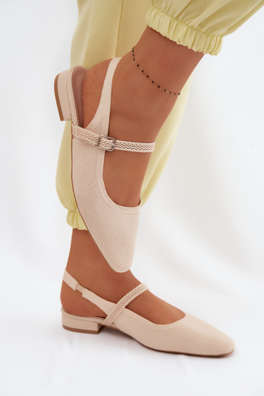 Sandalias de bailarina color marfil para mujer con correas Selrene