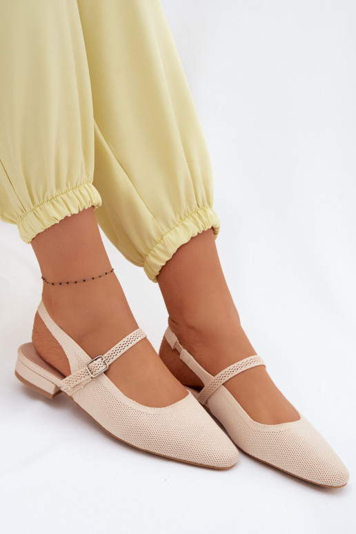Sandalias de bailarina color marfil para mujer con correas Selrene