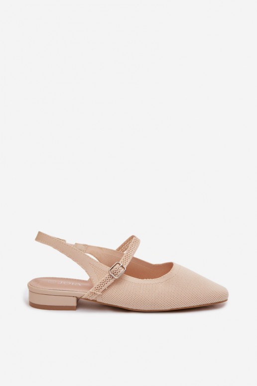 Sandalias de bailarina color marfil para mujer con correas Selrene