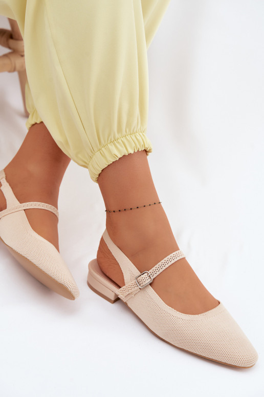 Sandalias de bailarina color marfil para mujer con correas Selrene