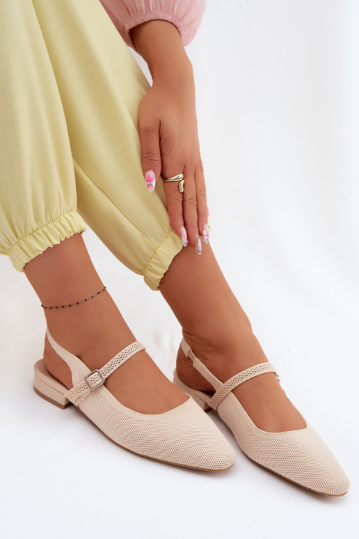 Sandalias de bailarina color marfil para mujer con correas Selrene