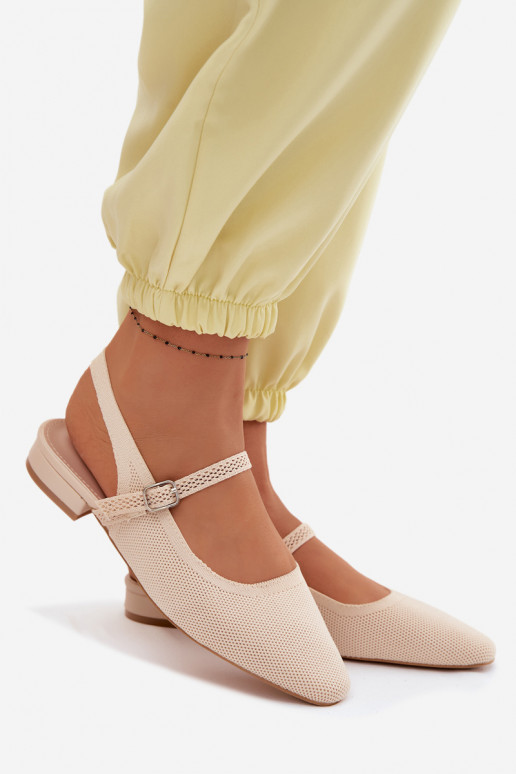 Sandalias de bailarina color marfil para mujer con correas Selrene