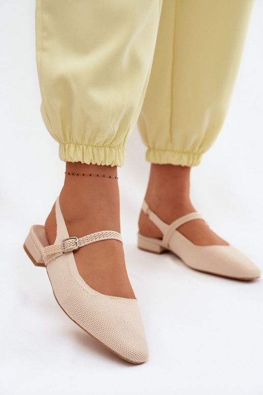 Sandalias de bailarina color marfil para mujer con correas Selrene