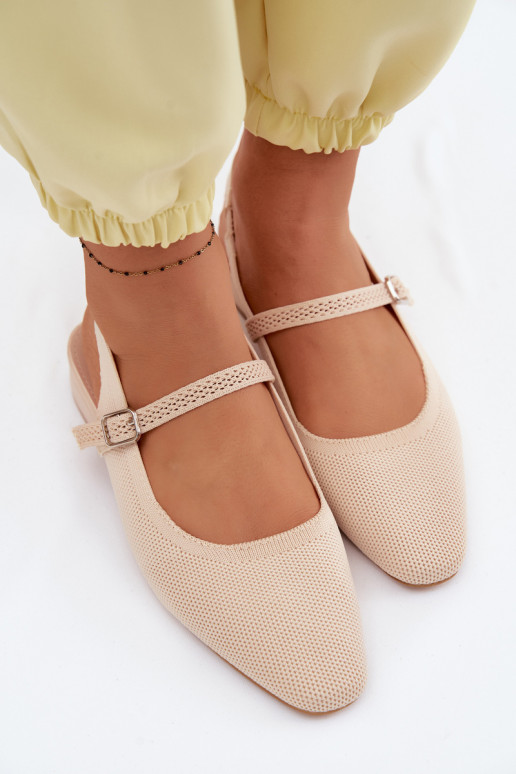 Sandalias de bailarina color marfil para mujer con correas Selrene