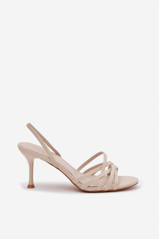 Sandalias de mujer con tacones finos con rayas beige Velivelle