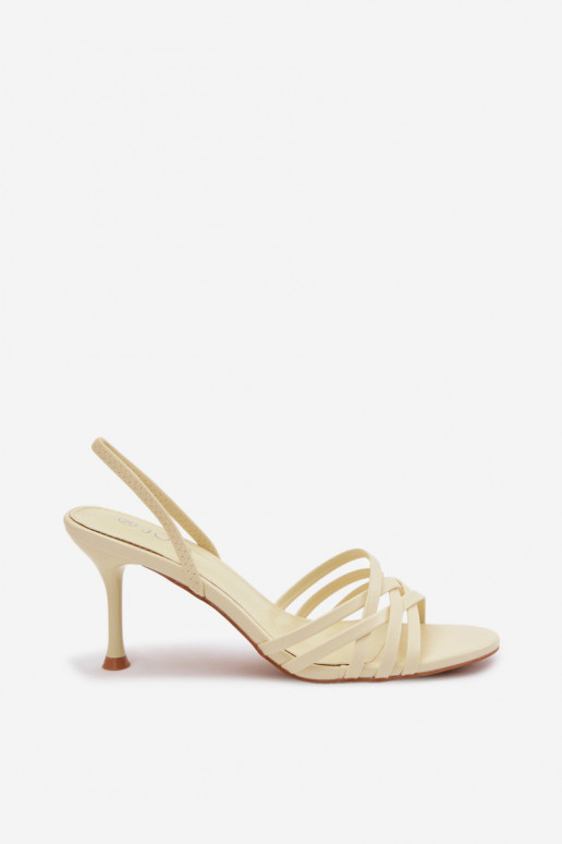 Sandalias de mujer con tacones finos con rayas color amarillo Velivelle