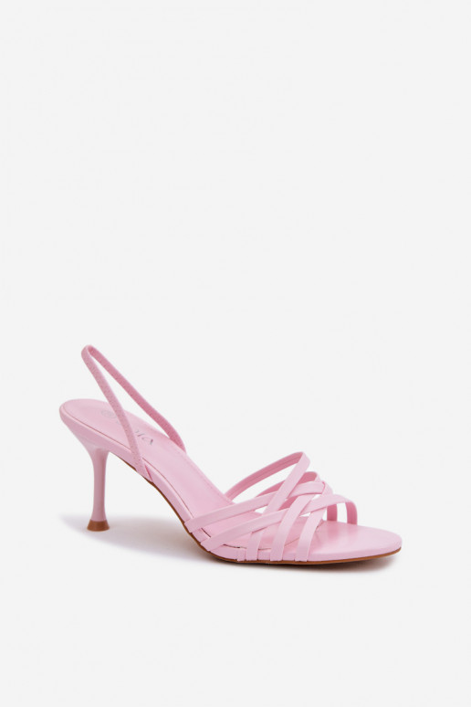 Sandalias rosas con tacón fino y tiras Velivelle