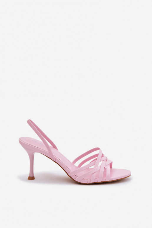 Sandalias rosas con tacón fino y tiras Velivelle
