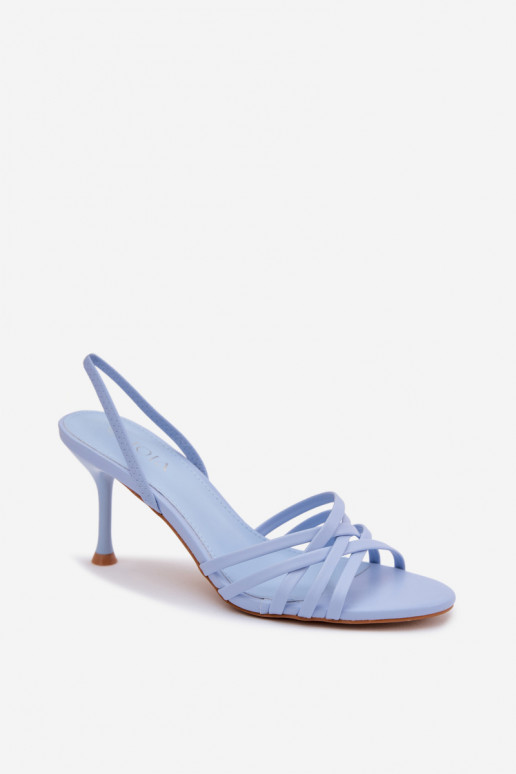 Sandalias azules con tacón fino y tiras Velivelle