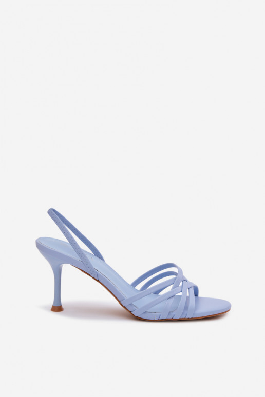 Sandalias azules con tacón fino y tiras Velivelle