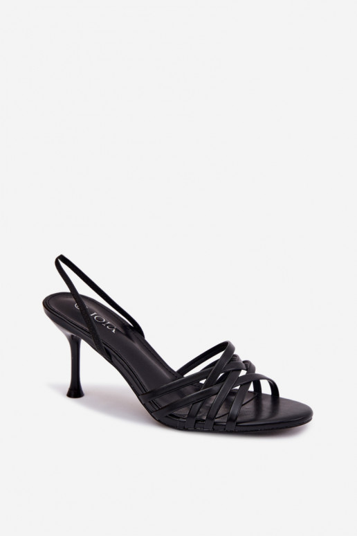 Sandalias negras con tacón fino y tiras Velivelle