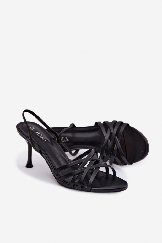 Sandalias negras con tacón fino y tiras Velivelle