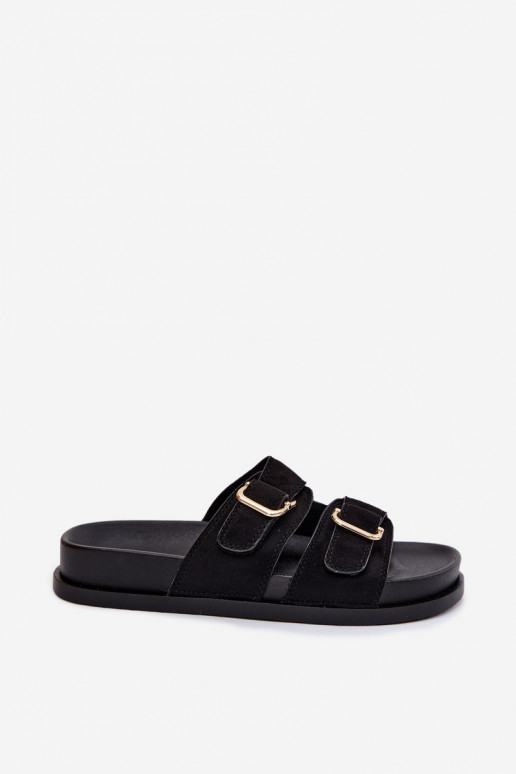 Zapatillas negras con hebillas doradas Pelorin