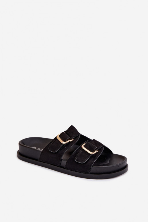 Zapatillas negras con hebillas doradas Pelorin