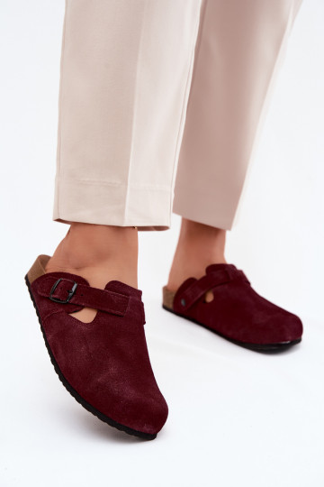 Mules de ante de cuero con hebillas Zazoo 1905, color violeta oscuro 2