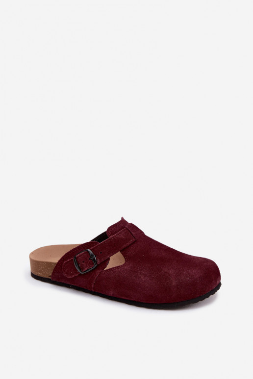 Mules de ante de cuero con hebillas Zazoo 1905, color violeta oscuro