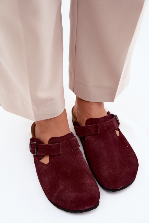 Mules de ante de cuero con hebillas Zazoo 1905, color violeta oscuro