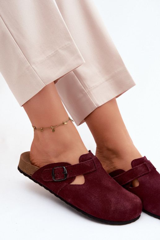 Mules de ante de cuero con hebillas Zazoo 1905, color violeta oscuro