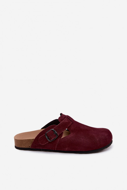 Mules de ante de cuero con hebillas Zazoo 1905, color violeta oscuro