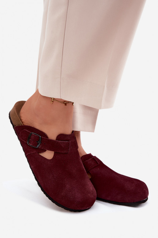 Mules de ante de cuero con hebillas Zazoo 1905, color violeta oscuro