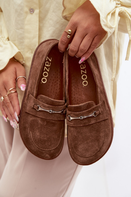 Mocasines Barefoot de gamuza Zazoo 322 color marrón