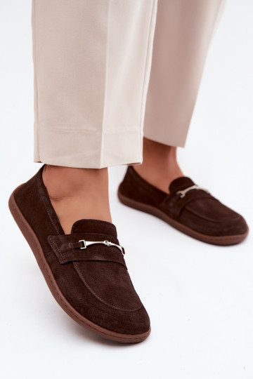 Mocasines barefoot de ante Zazoo 322, color chocolate