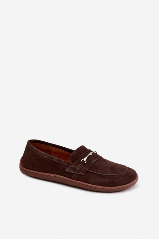 Mocasines barefoot de ante Zazoo 322, color chocolate