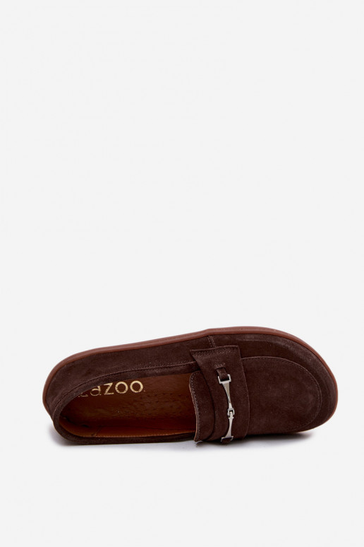 Mocasines barefoot de ante Zazoo 322, color chocolate
