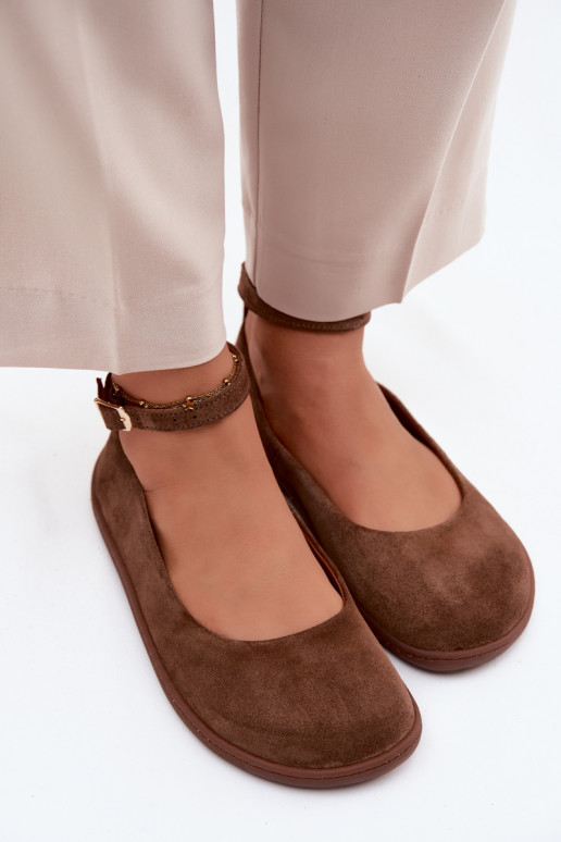 bailarinas BarefootActivadoturalnego de gamuzau Zazoo 020 color marrón